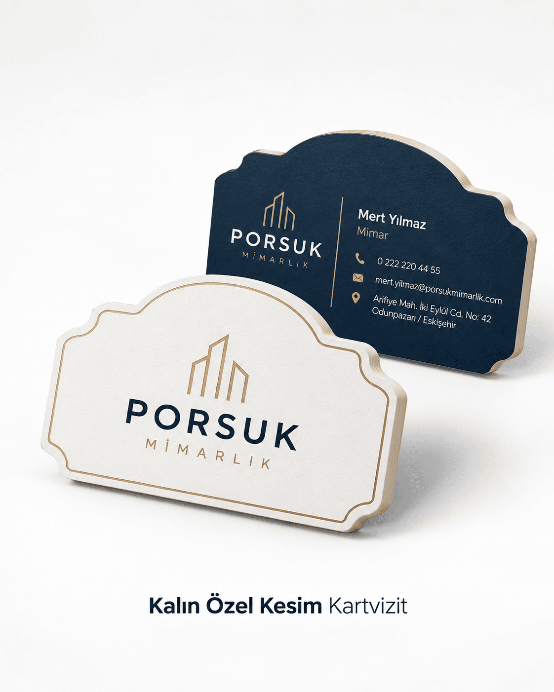 Özel kesim formlu kalın kartvizit örneği
